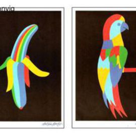 1200 posters in sets of 4 motifs Clown Banana Parrot Shoe By Asbjorn Lonvig