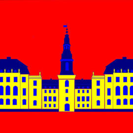 Asbjorn Lonvig: 'Christiansborg Palace Yellow', 2006 Acrylic Painting, Abstract. Artist Description: Christiansborg Palace on Slotsholmen in central Copenhagen is the home of Denmark' s three supreme powers: the executive power, the legislative power, and the judicial power. It is the only building in the world which is the home of all a nation' s three supreme powers. The palace ...