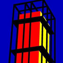 Asbjorn Lonvig: 'Denmark Forty One Arne Jacobsen Tower', 2005 Acrylic Painting, Architecture. Artist Description: The tower of Aarhus City Hall designed by the famous Danish architec Arne Jacobsen. He who designed the Ant Chair back in 1952....