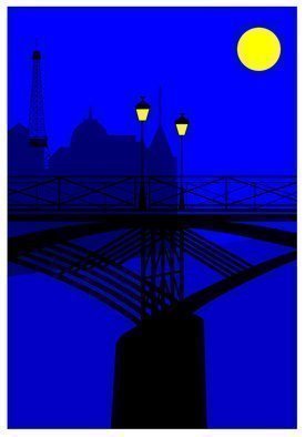 Asbjorn Lonvig: 'Pont des Arts in Paris', 2016 Other Printmaking, Atmosphere.  Pont des Arts in Paris signed...