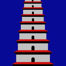 Asbjorn Lonvig: 'Wild Goose Pagoda Xian', 2006 Acrylic Painting, Abstract. Artist Description:  Inspired by the Wild Goose Pagoda in Xian, China. I was in Xian and I saw the Pagoda some years ago. ...
