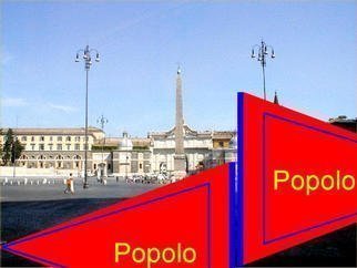 Asbjorn Lonvig: 'popolo', 2003 Steel Sculpture, Abstract. Piazza del Popolo, Rome.Inspired from a mistake. As I left Rome I was sad that I hadn' t seenS. Maria dei Miracoli and S. Maria in Montesanto.The 