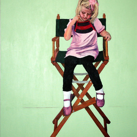 Lorrie Williamson: 'Occupied', 2010 Acrylic Painting, Figurative. Artist Description:  A painting of a child infatuated with the artists chair.  The empty background represents how engrossed the child can be in what she is doing, and how oblivious to anything around her.  ...