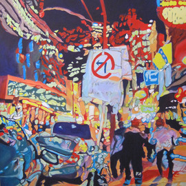 Claudette Losier: 'No Left Turn', 2013 Acrylic Painting, Cityscape. Artist Description:    Working through images of different cities where I lived and worked to give a sense of place in the abstract form.      ...