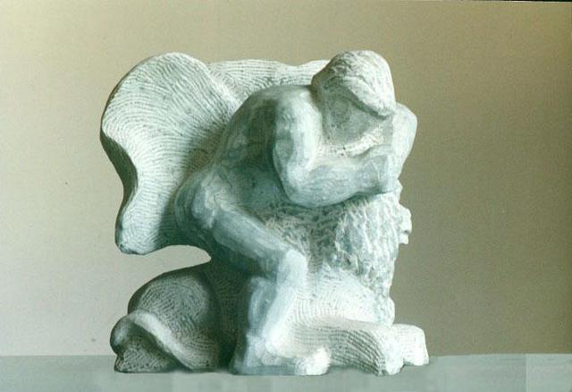 Artist Lou Lalli. 'Heracles And The Nemean Lion' Artwork Image, Created in 2004, Original Sculpture Stone. #art #artist