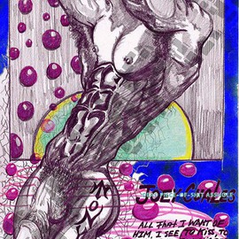 Antonio Garrett Artwork Joey Quales, 1999 Pencil Drawing, Erotic