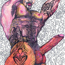 Antonio Garrett Artwork Kneel, 1999 Pencil Drawing, Erotic