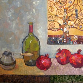 Lubov Meshulam Lemkovitch: 'Still life with Klimt', 2009 Oil Painting, Still Life. 