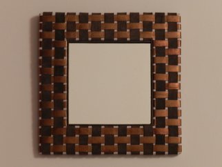 Evelyne Parguel: 'brown checkered mirror ', 2016 Leather, Home.     beautiful brown mirror  in veritable lambskin,                           ...