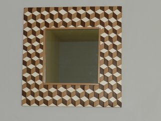 Evelyne Parguel: 'checkered mirror trompe l oeil', 2016 Leather, Home.     beautiful brown mirror  in veritable lambskin,                           ...