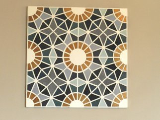 Evelyne Parguel: 'wall leather decoration', 2016 Leather, Home.  beautiful wall leather decoration representing a moroccan zellige made of blue white and copper lambskin recycling                           ...