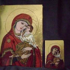 Lucia Timis: 'icons', 2005 Tempera Painting, Religious. Artist Description: Reversed painting on glass, egg tempera, gold leaf ...