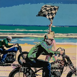 Ludo Knaepkens: 'flag girl', 2023 Acrylic Painting, Automotive. Artist Description: Popart: acryl on canvas...