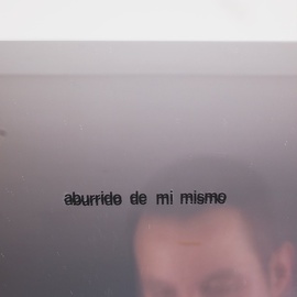 Luis Guillermo Ramrez Ezquerra: 'aburrido de mi mismo', 2011 Acrylic Painting, Death. Artist Description:  espejo y texto en vinil  ...