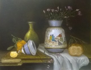 Luiz Henrique Azevedo: 'The chinese vase in my parents house', 2015 Oil Painting, Still Life. An old Chinese vase bought by my father as a present to my mother when I was a child. Is still there and I really appreciate the care of its elaboration. ...