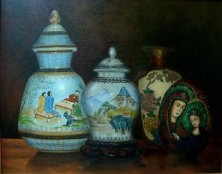 Luiz Henrique Azevedo: 'Vases', 2010 Oil Painting, Still Life. The chinese jars from my parents and my home jars....