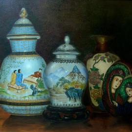 Luiz Henrique Azevedo: 'Vases', 2010 Oil Painting, Still Life. Artist Description: The chinese jars from my parents and my home jars....