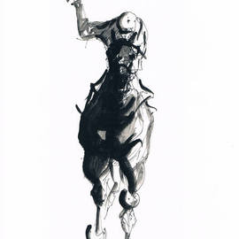 Tom Lund-lack: 'Jockey study No 2', 2012 Ink Painting, Equine. Artist Description:  One of a series of ten studies exploring the movement of horses. The freedom that is sometimes expressed in the study reflects the loose brush and pen strokes used to create the piece. All these studies are in Indian ink on paper and are signed and dated. They ...