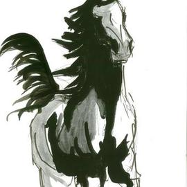 Tom Lund-lack: 'Running Horse no 1', 2012 Ink Painting, Equine. Artist Description: One of a series of ten studies exploring the movement of horses. The freedom that is sometimes expressed in the study reflects the loose brush and pen strokes used to create the piece. All these studies are in Indian ink on paper and are signed and dated. They ...