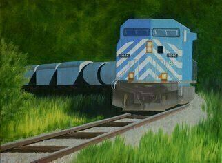 Lora Vannoord: 'Blue Train', 2016 Oil Painting, Trains. Original oil painting of the 1046 Train in upstate New York. . . 2 inch gold frame included.  ...