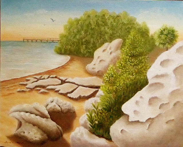 Artist Lora Vannoord. 'Crystal Beach Rocks' Artwork Image, Created in 2009, Original Painting Oil. #art #artist