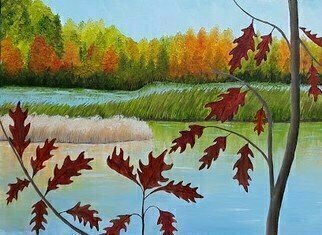 Lora Vannoord: 'The Wickham Marsh', 2020 Oil Painting, Landscape. Original oil painting of a marsh in New York, next to Lake Champlain.  The fall colors are in their best display here when viewing from the road.  purchase includes frame. ...