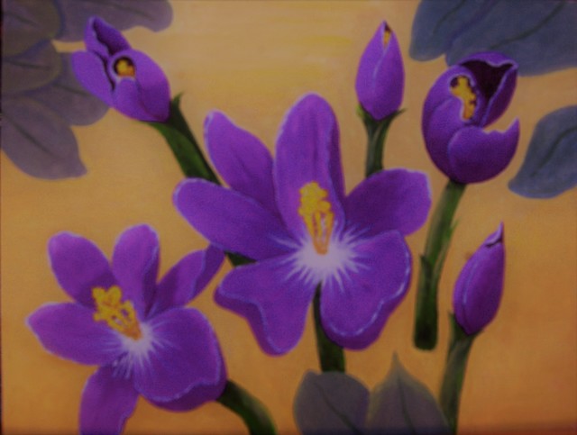 Artist Lora Vannoord. 'Crocus Flowers' Artwork Image, Created in 2019, Original Painting Oil. #art #artist