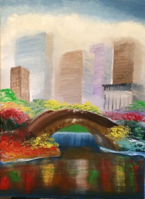 Leonard Parker  'Foggy Central Park NY', created in 2016, Original Painting Oil.