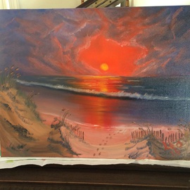 Leonard Parker: 'Golden Dunes', 2014 Oil Painting, Seascape. 
