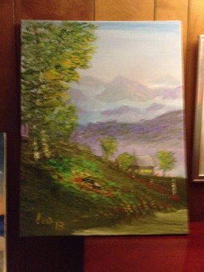 Leonard Parker: 'High Mountain Church', 2014 Oil Painting, Landscape. 