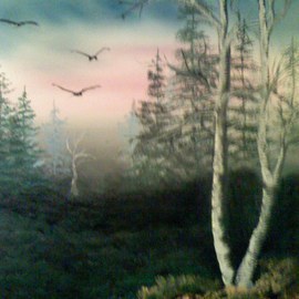 Leonard Parker: 'Morning Mist', 1993 Oil Painting, Seascape. 