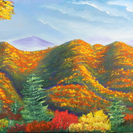Leonard Parker: 'smoky mountain in the fall', 2016 Oil Painting, Landscape. 