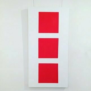 Linda Dimitroff: 'Boxed 2', 2018 Oil Painting, Abstract. Abstract oil painting in red and white, vertical. ...