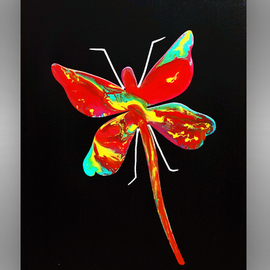 Mac Worthington: 'dragon fly', 2020 Aluminum Sculpture, Abstract Figurative. Artist Description: metal Dragon Fly painted acrylic enamel on stretched canvas. ...