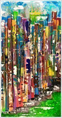 Mac Worthington: 'new york city skyscrapers', 2019 Acrylic Painting, Abstract Landscape. Heavy acrylic on stretched canvasSigned   dated. Certificate of Authenticity. Ready to hang.For further information on this piece or to discuss a custom design please call 614 | 582 | 6788 or email: macwartist aol. com	...