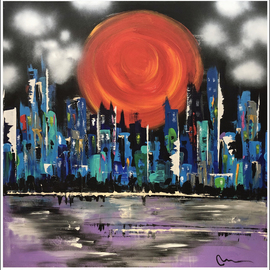 Mac Worthington: 'sunset over capital', 2020 Acrylic Painting, Abstract Landscape. Artist Description: Acrylic on stretched canvas. Available. Signed   dated. Certificate of Authenticity. Ready to hang. ...