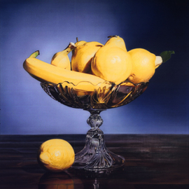 Mario Cossu: 'yellow fruit', 2004 Oil Painting, Figurative. Artist Description:  Pears, bananas and lemons ...