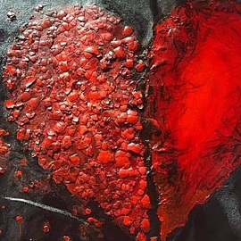 Maitrry P Shah: 'broken heart', 2016 Acrylic Painting, Love. Artist Description: mixed media , buyer can feel the broken pieces of heart texture on it.  artist has used in depth technique to create a beautiful texture of heart...