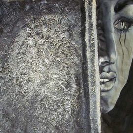 Maitrry P Shah: 'tears', 2012 Oil Painting, Love. Artist Description:  Tears   painting shows woman s indepth pain. Rolling Tears on her cheeks very well depicted by artist. when you see the painting you can feel the in depth wall texture which you can feel from your hands. dark black and gray color shows the sorrow and pain...