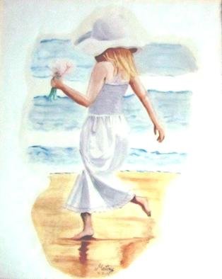 Maitrry P Shah: 'walk at the seashore', 2011 Acrylic Painting, Beach. walk at the seashore...