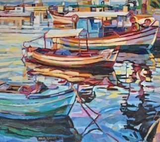Maja Djokic Mihajlovic: 'fishing boats', 2016 Oil Painting, Boating. Poster 125 views   View on a coastal areas and old fishing boats . Mediterranean motifs.This is a unique, one of a kind original oil painting. The painting is sold unframed. It is signed on front and comes with a Certificate of Authenticity. The painting will be carefully packed in cardboard ...