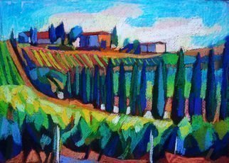 Maja Djokic Mihajlovic: 'landscapes of tuscany', 2018 Pastel, Landscape. Original pastel drawing. Dimension is 34. 8 x 24. 8 x 0. 1 cm .Landscape, sea, sky, Toscany , Nature, color, trees, field, ...