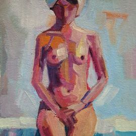 Maja Djokic Mihajlovic: 'nude1', 2018 Oil Painting, nudes. Artist Description: Oil painting on CanvasOne of a kind artworkSize: 11. 4 x 16. 3 x 0. 2 cm  unframed    11. 4 x 16. 4 cm  actual image size Signed on the frontStyle: Expressive and gesturalSubject: Nudes and erotic...