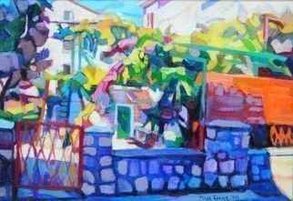 Maja Djokic Mihajlovic: 'seafront gate', 2015 Oil Painting, Sea Life. gateseascapegardenmediterraneanstreetcity...