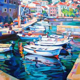 Maja Djokic Mihajlovic: 'seascape', 2018 Oil Painting, Boating. Artist Description: sea, marina, water, reflection, light, seascape, architecture, harbour, mediterranean...