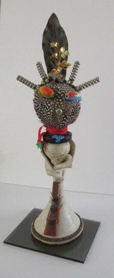 B Malke: 'Plant Woman', 2014 Mixed Media Sculpture, Figurative.     Glass Wood, ceramic composition, clay, feathers               ...