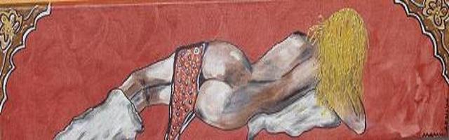 Artist Mamu Art. 'Liegender Akt' Artwork Image, Created in 2007, Original Painting Acrylic. #art #artist