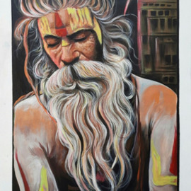 Manish Vaishnav: 'sadhu painting indian sadhu', 2021 Acrylic Painting, Portrait. Artist Description: meditation sadhu painting made on canvas using acrylic colors. In this artwork, the artist has beautifully painted the image of a saint in course of meditation. Sadhus are sanyasi, or renunciates, who have left behind all material attachments and live in caves, forests and temples all over India ...