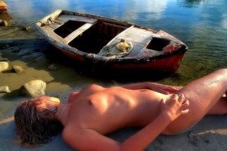 Manolis Tsantakis: 'Girl with a fishing boat', 2006 Color Photograph, nudes. 