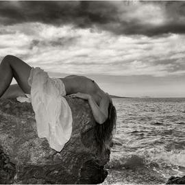 Manolis Tsantakis: 'On the rocks', 2010 Black and White Photograph, nudes. 